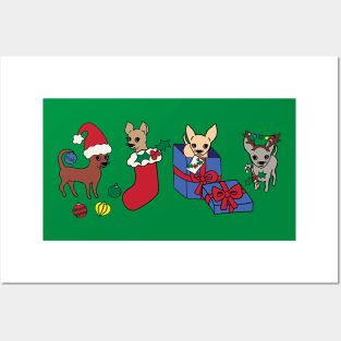 Green Christmas Chihuahuas - Smooth coat chihuahuas - Christmas Chihuahua Tee Posters and Art